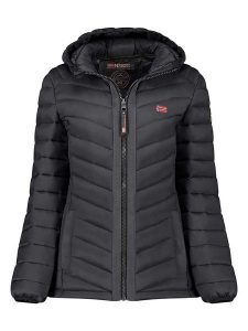 Geographical Norway Kurtka pikowana "Carliti" w kolorze czarnym rozmiar: XL. Czarne kurtki Geographical Norway, xl, z aplikacjami, bez kaptura. Za 193,24 zł.