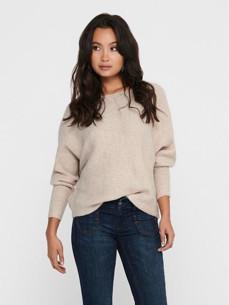 ONLY Sweter 15168705 Beżowy Regular Fit. Brązowe swetry klasyczne ONLY, xs, z syntetyku, bez kołnierzyka. Za 139,99 zł.