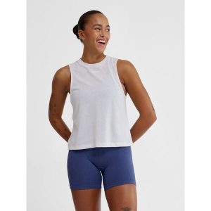 Damski tank top Hummel Mt Vanja. Białe topy Hummel, bez wzorów, z dzianiny, sportowe, bez kołnierzyka, bez ramiączek. Za 175,00 zł.