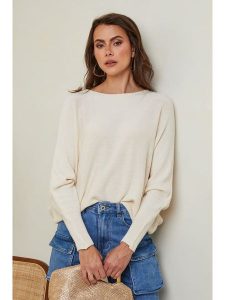 Joséfine Sweter "Hajos" w kolorze kremowym rozmiar: L. Brązowe swetry oversize Joséfine, l, bez wzorów, z kaszmiru, bez ramiączek. Za 184,46 zł.