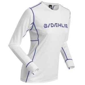 Damska koszulka termoaktywna z długim rękawem Daehlie Sportswear. Białe koszule nocne DAEHLIE, bez wzorów, z materiału, bez ramiączek. Za 306,00 zł.