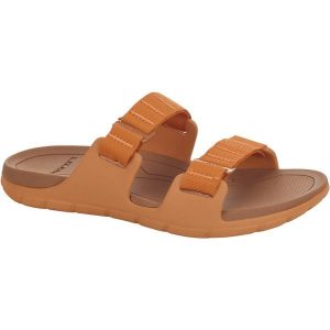 Klapki sportowe Way Slide. Brązowe klapki Lizard, bez wzorów, z materiału, bez obcasa. Za 85,03 zł.