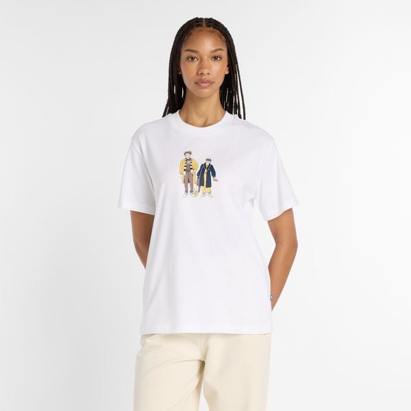 Koszulka damska New Balance WT53926WT – biała. Białe bluzki New Balance, xs, bez wzorów, z bawełny, klasyczne, bez kołnierzyka, bez ramiączek. Za 119,99 zł.