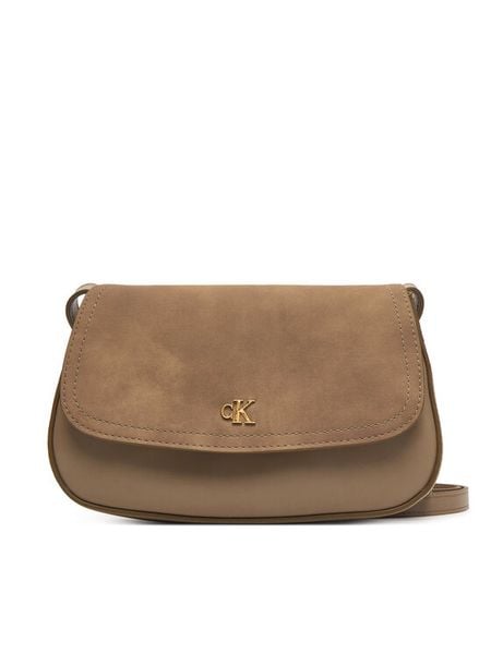 Calvin Klein Torebka Ck Brushed Flap Camera Bag LV04F3409G Beżowy. Brązowe listonoszki Calvin Klein, bez wzorów, ze skóry, bez dodatków. Za 369,99 zł.