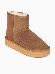 Gooce Skórzane botki zimowe "Thimble" w kolorze jasnobrązowym rozmiar: 36. Brązowe botki Gooce, na zimę, bez wzorów, ze skóry, bez obcasa, na platformie, bez zapięcia. Za 209,33 zł.