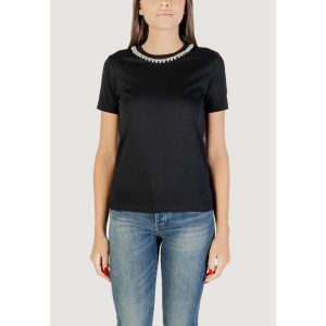 Koszulka crop top Kobieta ONLY Onljolly Life S/S Reg Pearl Top Jrs. Czarne topy ONLY, s, bez wzorów, z bawełny, bez kołnierzyka, bez ramiączek. Za 153,30 zł.