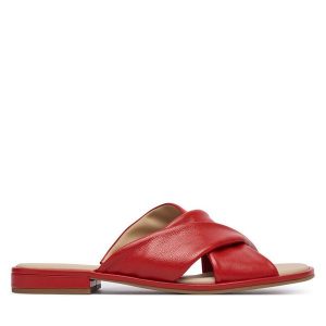 Klapki Caprice. Czerwone klapki Caprice, bez wzorów, bez obcasa. Za 299,99 zł.