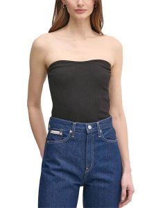 Calvin Klein Top w kolorze czarnym rozmiar: S. Czarne topy Calvin Klein, s, bez wzorów, bez kołnierzyka, bez ramiączek. Za 113,99 zł.