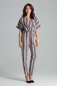 Koperowy Kombinezon z Krótkim Kimonowym Rękawem Wzór 110. Czarne kombinezony Katrus, l, bez wzorów, z elastanu, eleganckie, bez kołnierzyka, bez ramiączek, krótkie. Za 299,00 zł.