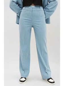 Monki Spodnie w kolorze błękitno-czarnym rozmiar: 40. Niebieskie spodnie z wysokim stanem Monki, bez wzorów, z materiału, z podwyższonym stanem. Za 43,99 zł.