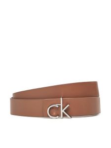 Calvin Klein Pasek Damski Ck Logo Reversible Belt 3.0 K60K613074 Brązowy. Brązowe paski Calvin Klein, bez wzorów, ze skóry. Za 159,99 zł.