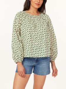 Scotch & Soda Bluzka w kolorze beżowo-zielonym rozmiar: XS. Brązowe bluzki Scotch & Soda, xs, bez wzorów, z bawełny, bez kołnierzyka, bez ramiączek. Za 114,17 zł.
