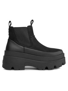 UGG Skórzane sztyblety "Brisbane" w kolorze czarnym rozmiar: 38. Czarne botki Ugg, bez wzorów, bez obcasa, na platformie, bez zapięcia. Za 590,20 zł.