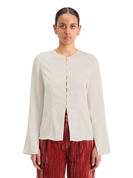 Scotch & Soda Bluzka w kolorze kremowym rozmiar: 36. Brązowe bluzki Scotch & Soda, bez wzorów, bez kołnierzyka, bez ramiączek. Za 166,10 zł.