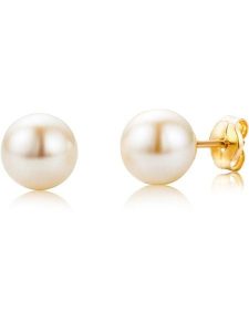 Diamant Exquis Złote kolczyki-wkrętki z perłami rozmiar: onesize. Brązowe kolczyki Diamant Exquis, z perłą, złote. Za 260,99 zł.