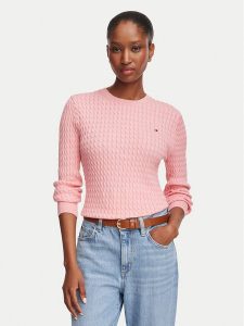 Tommy Hilfiger Sweter WW0WW44993 Różowy jasny Regular Fit. Czerwone swetry klasyczne TOMMY HILFIGER, xl, z bawełny, bez kołnierzyka. Za 529,99 zł.
