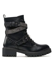 DeeZee Trapery WS5577-09 Czarny. Czarne buty zimowe DeeZee, ze skóry, bez obcasa, bez zapięcia. Za 159,99 zł.