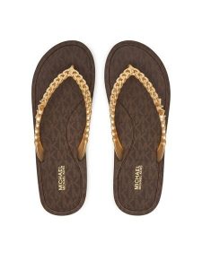 MICHAEL Michael Kors Japonki Zaza 40S5ZAFA1B Brązowy. Brązowe klapki MICHAEL Michael Kors, bez wzorów, z syntetyku, bez obcasa. Za 299,99 zł.