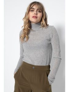 Perfect Cashmere Kaszmirowy golf "Ashley" w kolorze jasnoszarym rozmiar: M. Szare golfy Perfect Cashmere, bez wzorów, z kaszmiru. Za 225,05 zł.