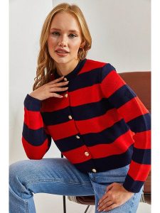 Bianco Lucci Kardigan w kolorze czerwono-granatowym rozmiar: onesize. Czerwone kardigany Bianco Lucci. Za 69,58 zł.