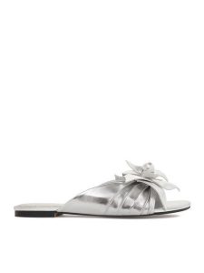 GINO ROSSI Klapki CEO-ROSE-LT-2221-1 Srebrny. Szare klapki Gino Rossi, bez wzorów, ze skóry, bez obcasa. Za 349,99 zł.