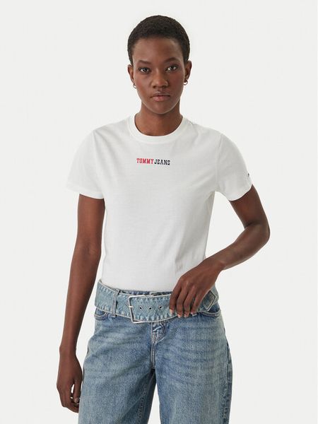 Tommy Jeans T-Shirt DW0DW22277 Biały Regular Fit. Białe t-shirty Tommy Jeans, s, bez wzorów, z bawełny, bez kołnierzyka, bez ramiączek. Za 98,99 zł.