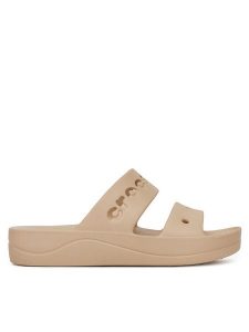 Crocs Klapki BAYA PLATFORM SANDAL 208188-212 Beżowy. Brązowe klapki Crocs, bez wzorów, z syntetyku, bez obcasa. Za 159,99 zł.