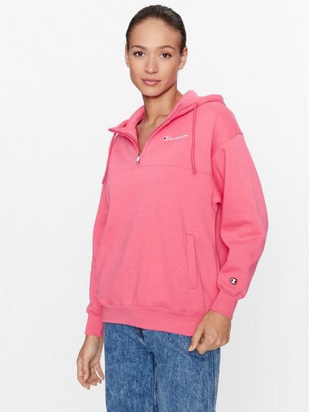 Champion Bluza Hooded Half Zip Sweatshirt 116581 Różowy Oversize. Czerwone bluzy Champion, s, bez wzorów, z bawełny, bez kaptura. Za 169,99 zł.
