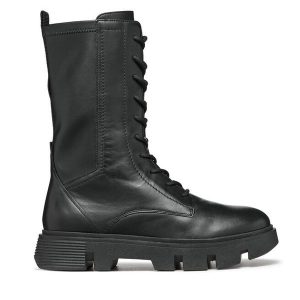Trapery Geox. Czarne buty zimowe Geox, bez obcasa, bez zapięcia. Za 549,99 zł.