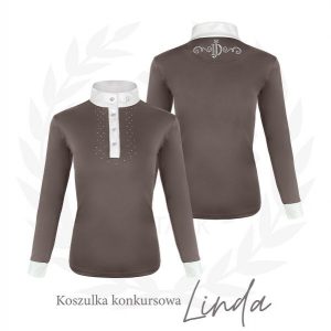 Koszula do jazdy konnej damska JD ATTACK Linda z długim rękawem konkursowa. Niebieskie koszule JD ATTACK, l, z aplikacjami, z elastanu, bez kołnierzyka, bez ramiączek. Za 199,00 zł.