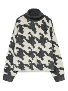 Vero Moda Golf w kolorze kremowo-ciemnoszarym rozmiar: XS. Brązowe golfy Vero Moda, bez wzorów, z materiału. Za 78,47 zł.