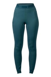Damskie legginsy jeździeckie z pełną przyczepnością HKM Tabea. Niebieskie legginsy HKM, bez wzorów, z podwyższonym stanem, długie. Za 219,00 zł.