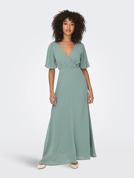 ONLY Sukienka "Star" w kolorze turkusowym rozmiar: S. Niebieskie sukienki ONLY, s, bez wzorów, retro, bez kołnierzyka, bez ramiączek, maxi, kopertowe. Za 91,77 zł.