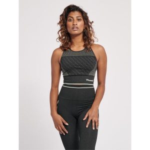 Stanik fitness cardio Hummel MT Hana bezszwowy. Czarne biustonosze Hummel, bez wzorów. W wyprzedaży za 106,00 zł.