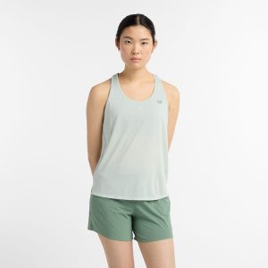Koszulka damska New Balance WT41250CY2 – miętowa. Zielone bluzki New Balance, m, bez wzorów, z materiału, sportowe, bez kołnierzyka, bez ramiączek. Za 99,99 zł.