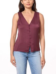 Scotch & Soda Bluzka w kolorze bordowym rozmiar: M. Czerwone bluzki Scotch & Soda, m, bez wzorów, bez kołnierzyka, bez ramiączek. Za 87,81 zł.