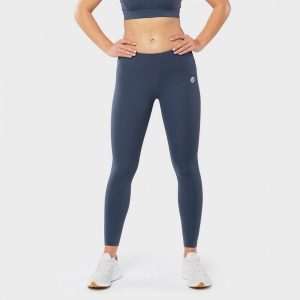 Legginsy sportowe fitness ze średnim stanem damskie Striker. Niebieskie legginsy SIROKO, bez wzorów, z elastanu. W wyprzedaży za 105,00 zł.