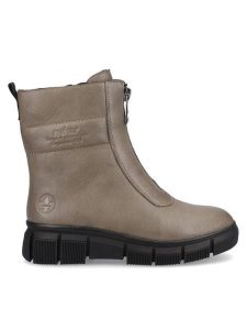 Rieker Botki X3452-24 Brązowy. Brązowe botki Rieker, bez wzorów, ze skóry, bez obcasa, na płaskiej podeszwie, bez zapięcia. Za 329,99 zł.