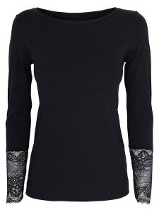 COTONELLA Koszulka w kolorze czarnym rozmiar: L. Czarne bluzki COTONELLA, l, bez wzorów, z koronki, bez kołnierzyka, bez ramiączek. Za 56,79 zł.