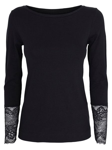 COTONELLA Koszulka w kolorze czarnym rozmiar: L. Czarne bluzki COTONELLA, l, bez wzorów, z koronki, bez kołnierzyka, bez ramiączek. Za 61,17 zł.