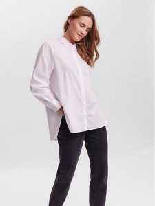 Vero Moda Koszula 10264952 Biały Regular Fit. Białe koszule Vero Moda, l, bez wzorów, z bawełny, bez kołnierzyka, bez ramiączek. Za 139,99 zł.
