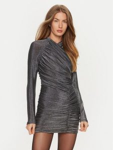 Bardot Sukienka koktajlowa 59534DB Srebrny Slim Fit. Szare kombinezony Bardot, bez wzorów, z syntetyku, wizytowe, bez kołnierzyka, bez ramiączek. Za 299,99 zł.