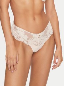 Selmark Stringi Federica 61106 Beżowy. Brązowe stringi Selmark, bez wzorów, z bawełny. Za 99,99 zł.