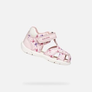Sandały GEOX B SANDAL ZAPITO Rose. Białe sandały Geox, bez wzorów, z syntetyku, bez obcasa, bez zapięcia. Za 171,99 zł.