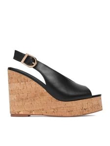 Badura Sandały C-ALANA-25-3-10YY Czarny. Czarne sandały Badura, bez wzorów, ze skóry, bez obcasa, na koturnie, bez zapięcia. Za 229,99 zł.