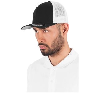 Czapka Flexfit mesh 2-tone. Białe czapki FLEXFIT, bez wzorów, z bawełny. Za 72,75 zł.