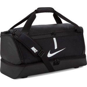 Torba sportowa Nike Academy Team Hardcase usztywnione dno z komorą na buty 59L. Czarne torby podróżne i sportowe Nike, bez wzorów. Za 199,99 zł.