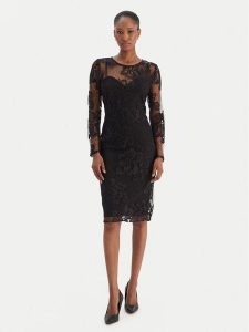 Rinascimento Sukienka koktajlowa CFC0126401003 Czarny Slim Fit. Czarne sukienki Rinascimento, m, bez wzorów, z syntetyku, wizytowe, bez kołnierzyka, bez ramiączek. Za 619,99 zł.