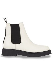Tommy Jeans Sztyblety Tjw Chelsea Flat EN0EN02311 Biały. Białe botki Tommy Jeans, bez wzorów, z jeansu, bez obcasa, na płaskiej podeszwie, bez zapięcia. Za 599,99 zł.