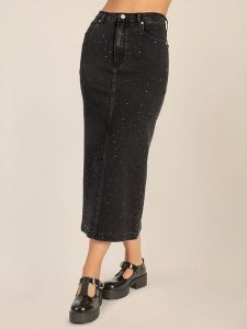 APART Spódnica dżinsowa w kolorze czarnym rozmiar: 38. Czarne spódnice Apart, na co dzień, bez wzorów, klasyczne, maxi. Za 195,99 zł.